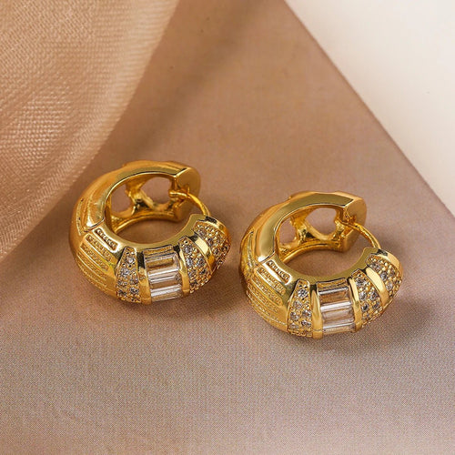 BowLift | Bold Baguette Scattered Diamond Hoop Earrings