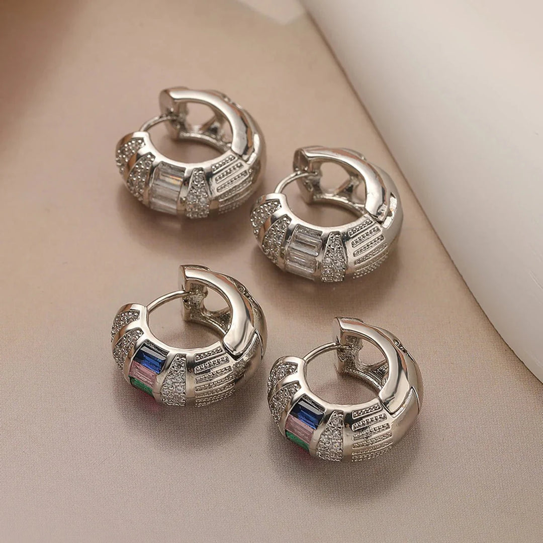 BowLift | Bold Baguette Scattered Diamond Hoop Earrings