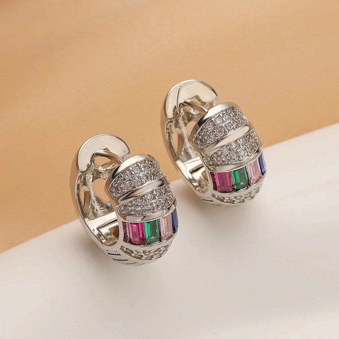 BowLift | Bold Baguette Scattered Diamond Hoop Earrings