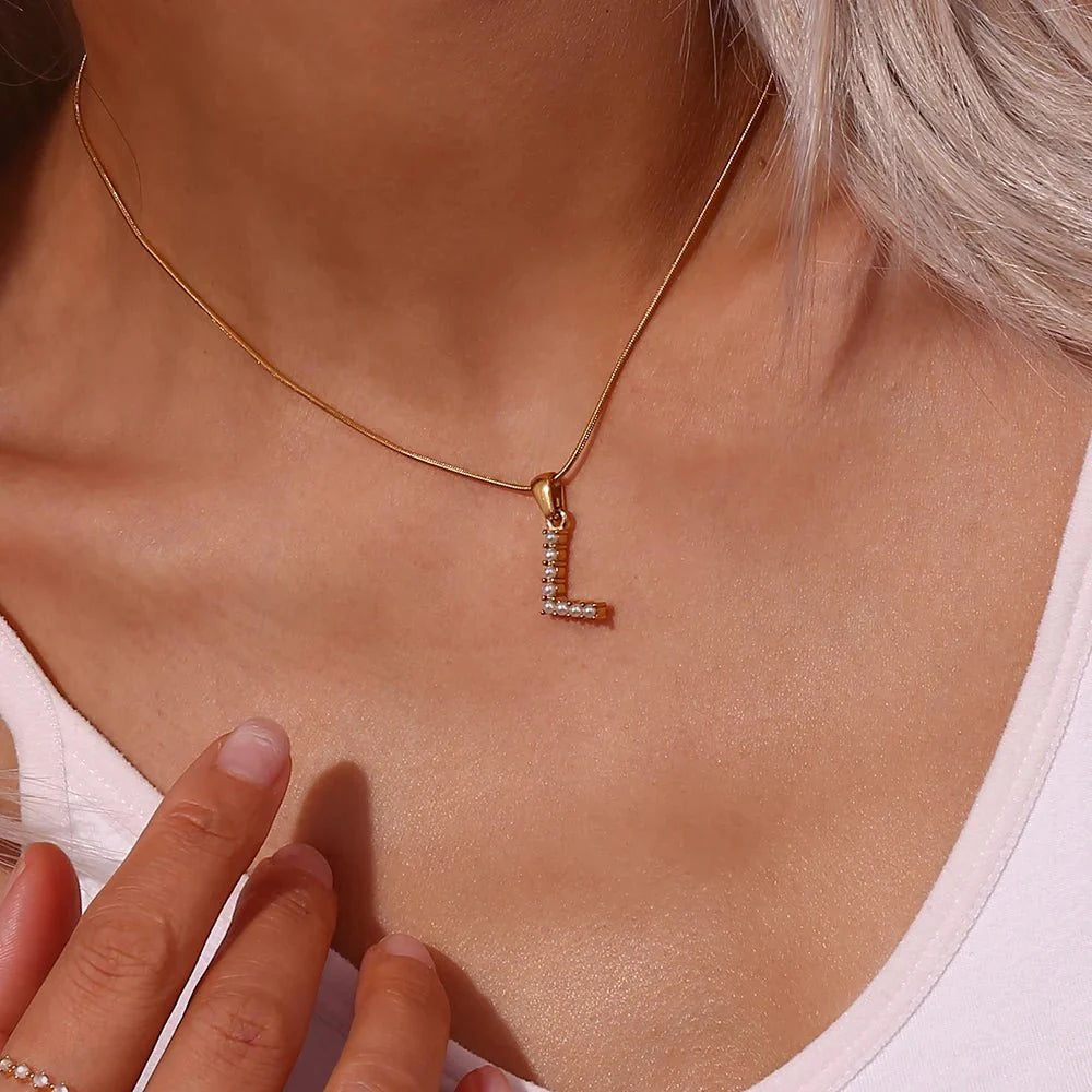 BowLift | Bold Pearl Letter Initial Necklace