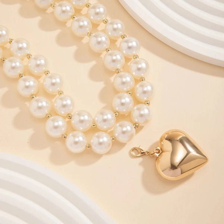 BowLift | Bold Statement Pearl Layered Heart Necklace