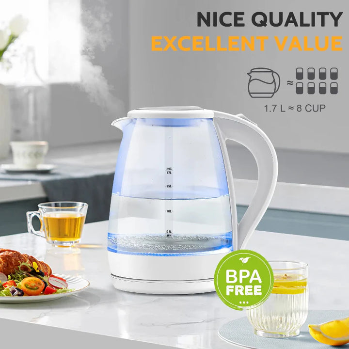Borosilicate Glass Electric Kettle Fast Boiler with LED Indicator | Bowlift