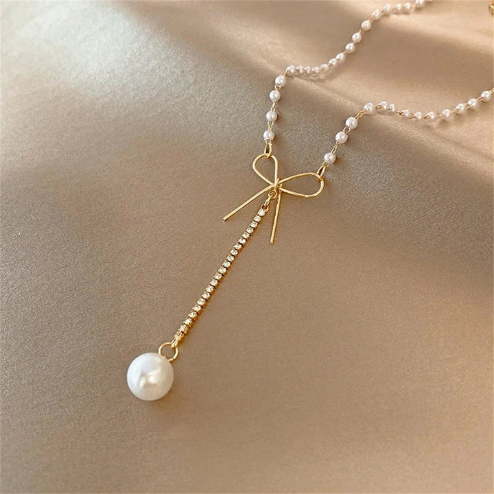 BowLift | Bow Pearl Drop Choker Necklace