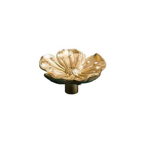 Brass Flower Cabinet Knob Single Hole Drawer Handle Furniture Pulls | Bowlift