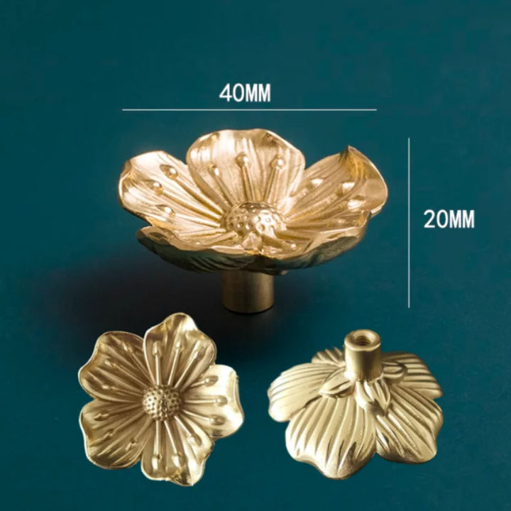Brass Flower Cabinet Knob Single Hole Drawer Handle Furniture Pulls | Bowlift
