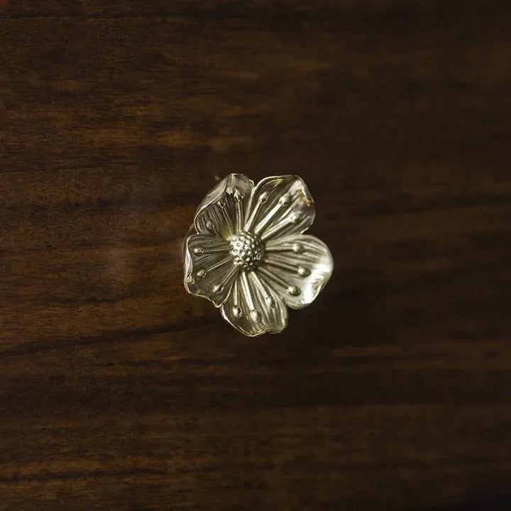 Brass Flower Cabinet Knob Single Hole Drawer Handle Furniture Pulls | Bowlift