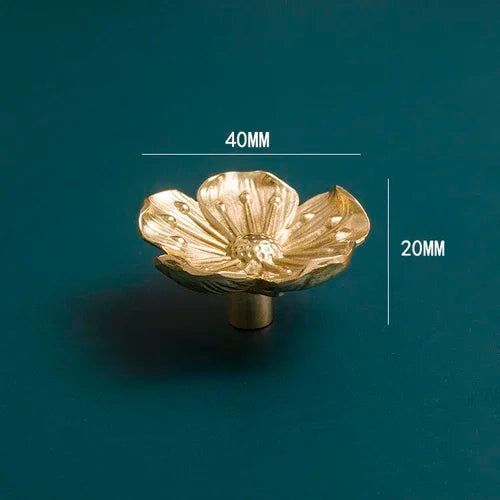 Brass Flower Cabinet Knob Single Hole Drawer Handle Furniture Pulls | Bowlift