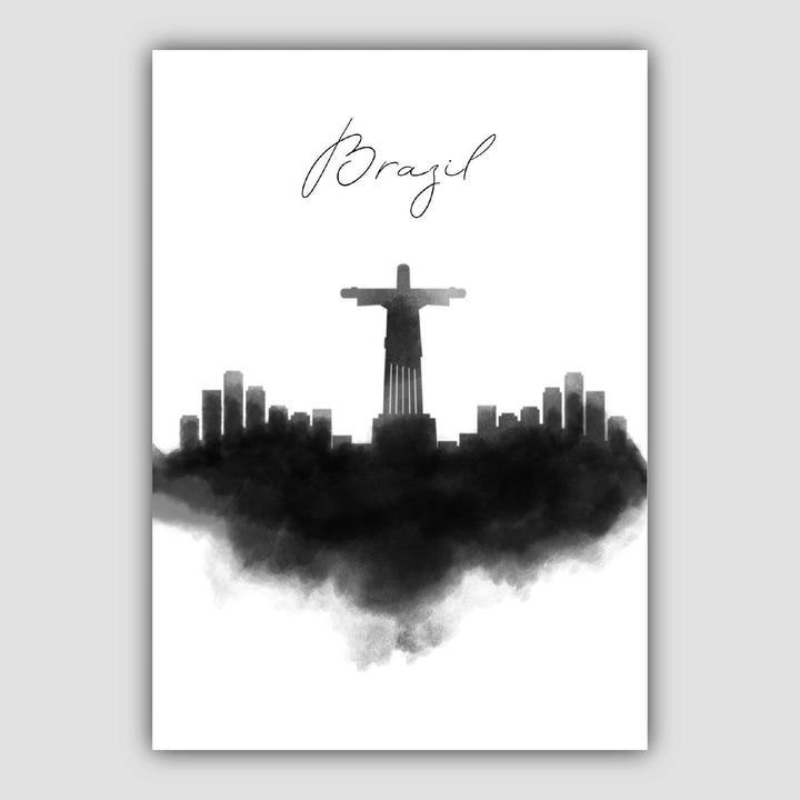Brazil Watercolors Skyline City View Print | Bowlift