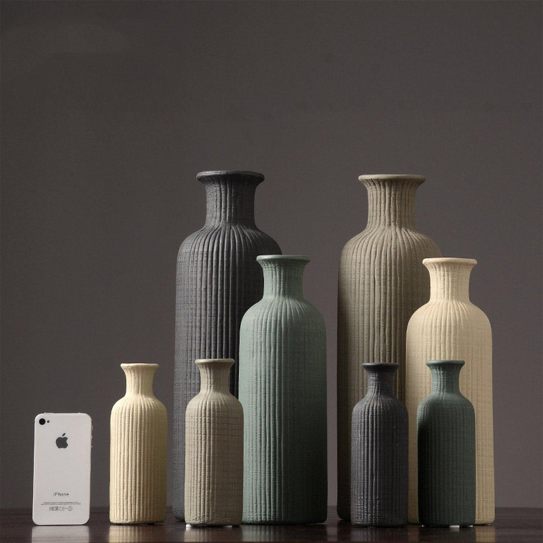 BowLift | Brown Beige Gray Ceramic Flower Vase Pot │ Home Decoration Item