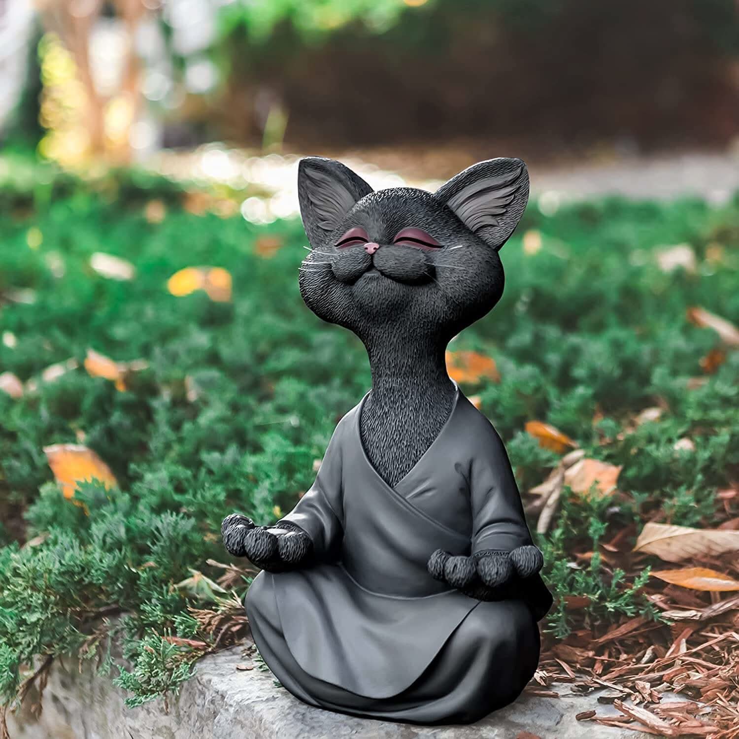 BowLift | Buddha Cat Figurine – Zen Garden Decoration