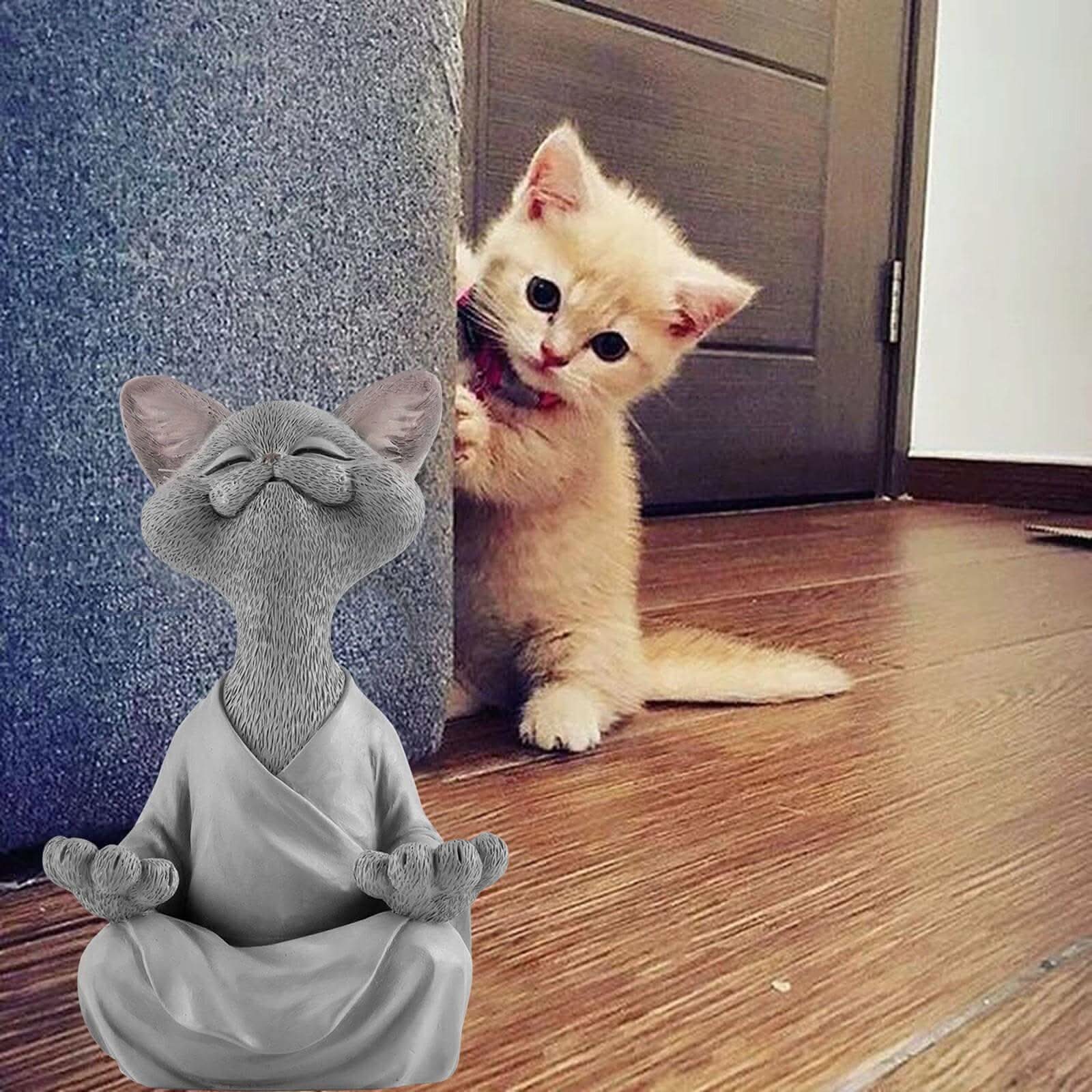 BowLift | Buddha Cat Figurine – Zen Garden Decoration