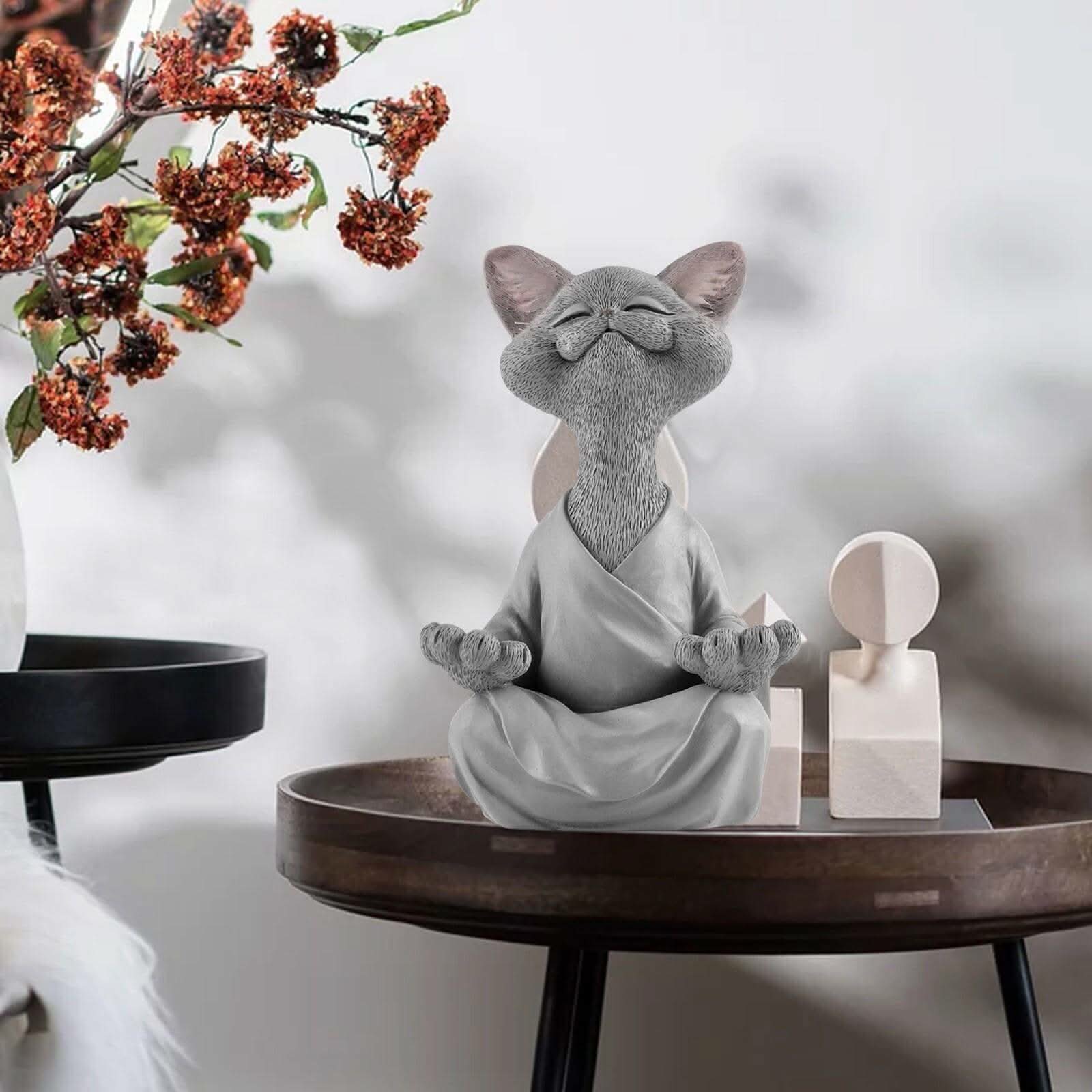 BowLift | Buddha Cat Figurine – Zen Garden Decoration