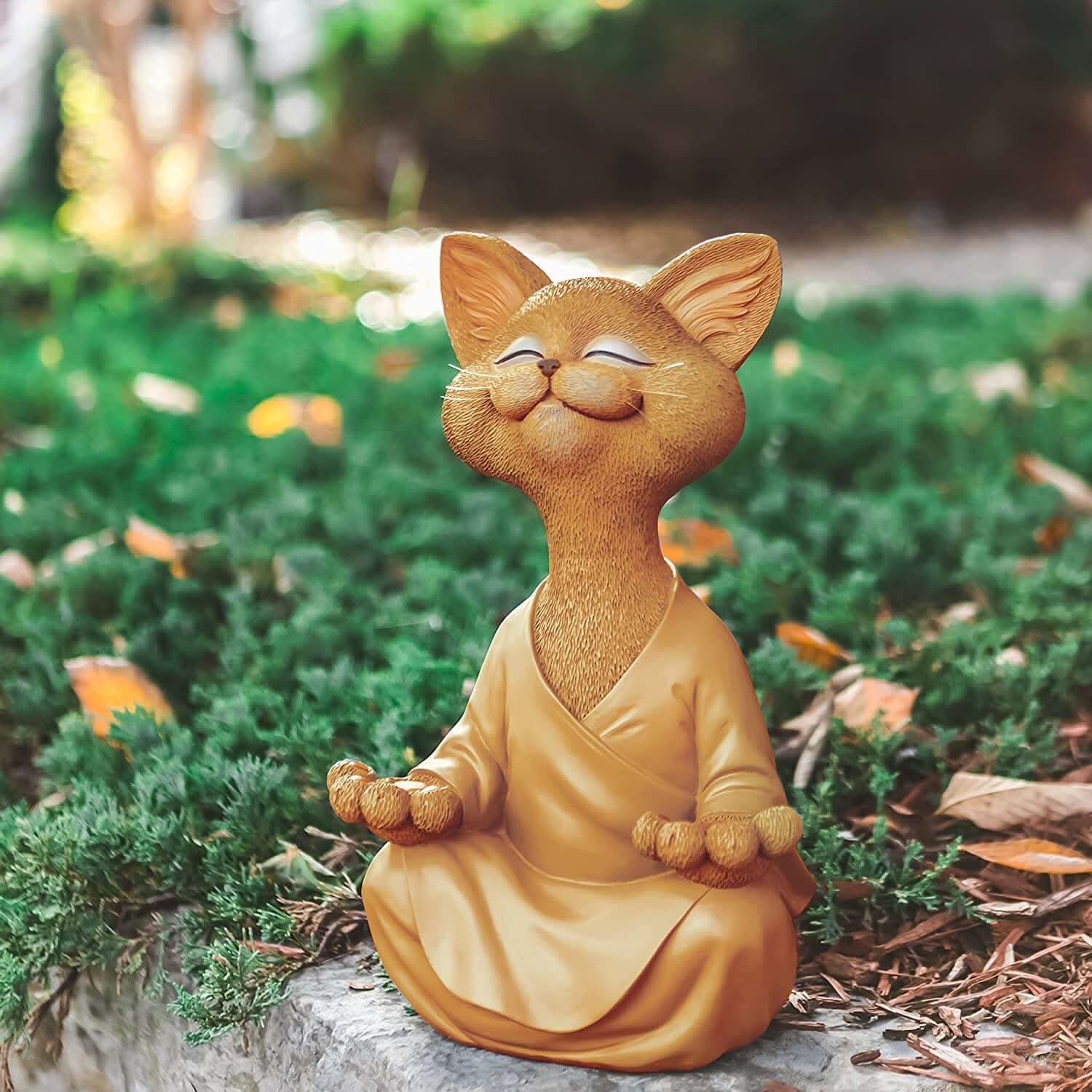 BowLift | Buddha Cat Figurine – Zen Garden Decoration