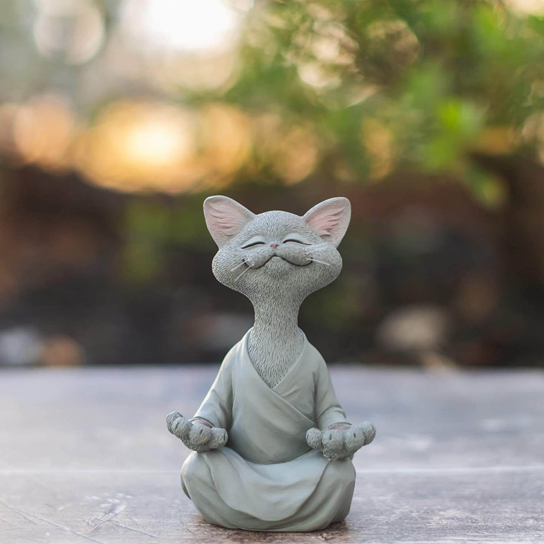 BowLift | Buddha cat with a meditative expression and spiritual message