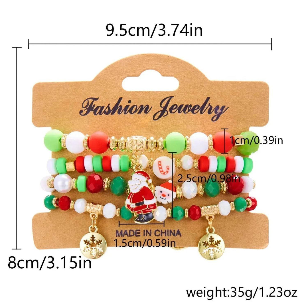BowLift | 4pcs Christmas Snowman Handmade Beaded Bracelet set gift idea