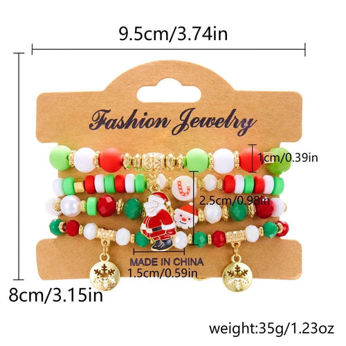 BowLift | 4pcs Christmas Snowman Handmade Beaded Bracelet set gift idea