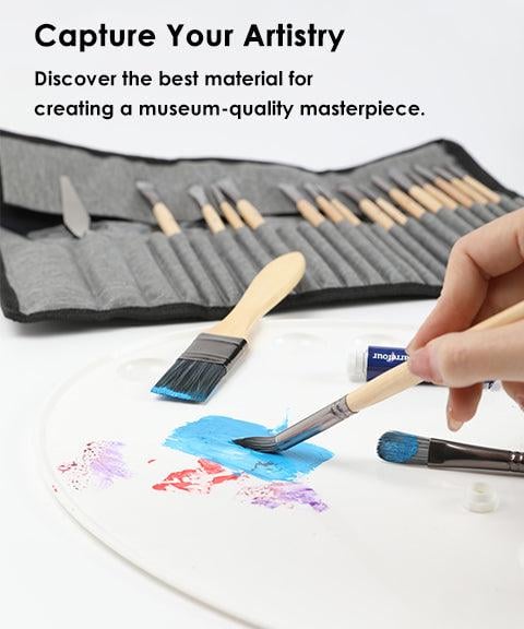 Brush set 24-piece with roll-up case and palette knife | Bowlift