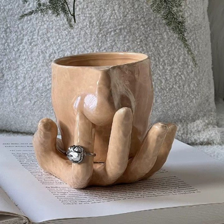 BowLift | Artistic Hand Grip Base Unique Coffee Mug