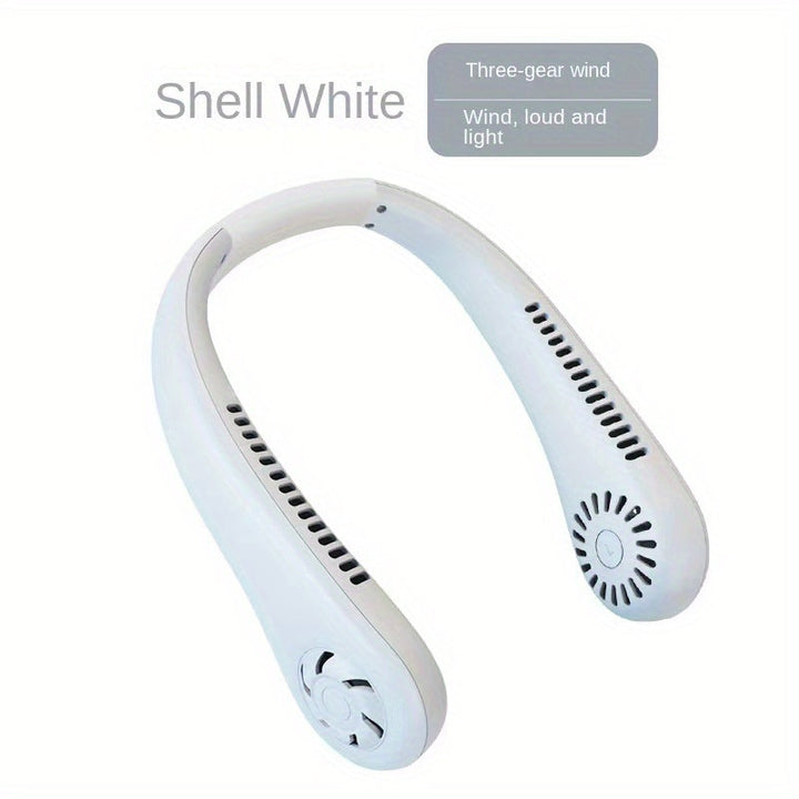 1pc Hands-Free Portable Neck Fan - Rechargeable, Leafless, and USB Powered - Perfect for Desk and Travel Use | Bowlift