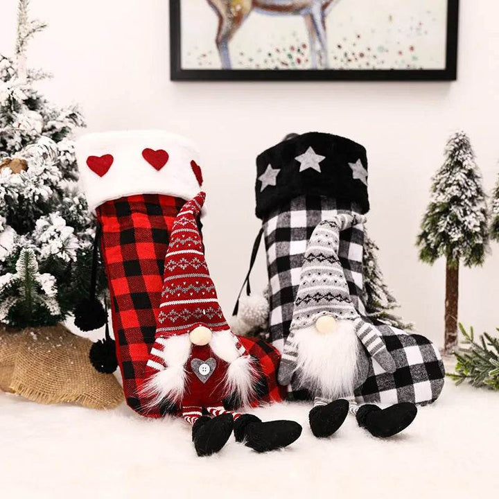 BowLift | Red And Black Plaid Hanging Feet Stockings Christmas
