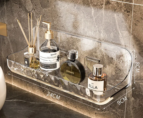 ClearGrip Acrylic Wall Shelf without Drilling – Transparent Bathroom Shelf for Cosmetics, Shampoo & More Bowlift