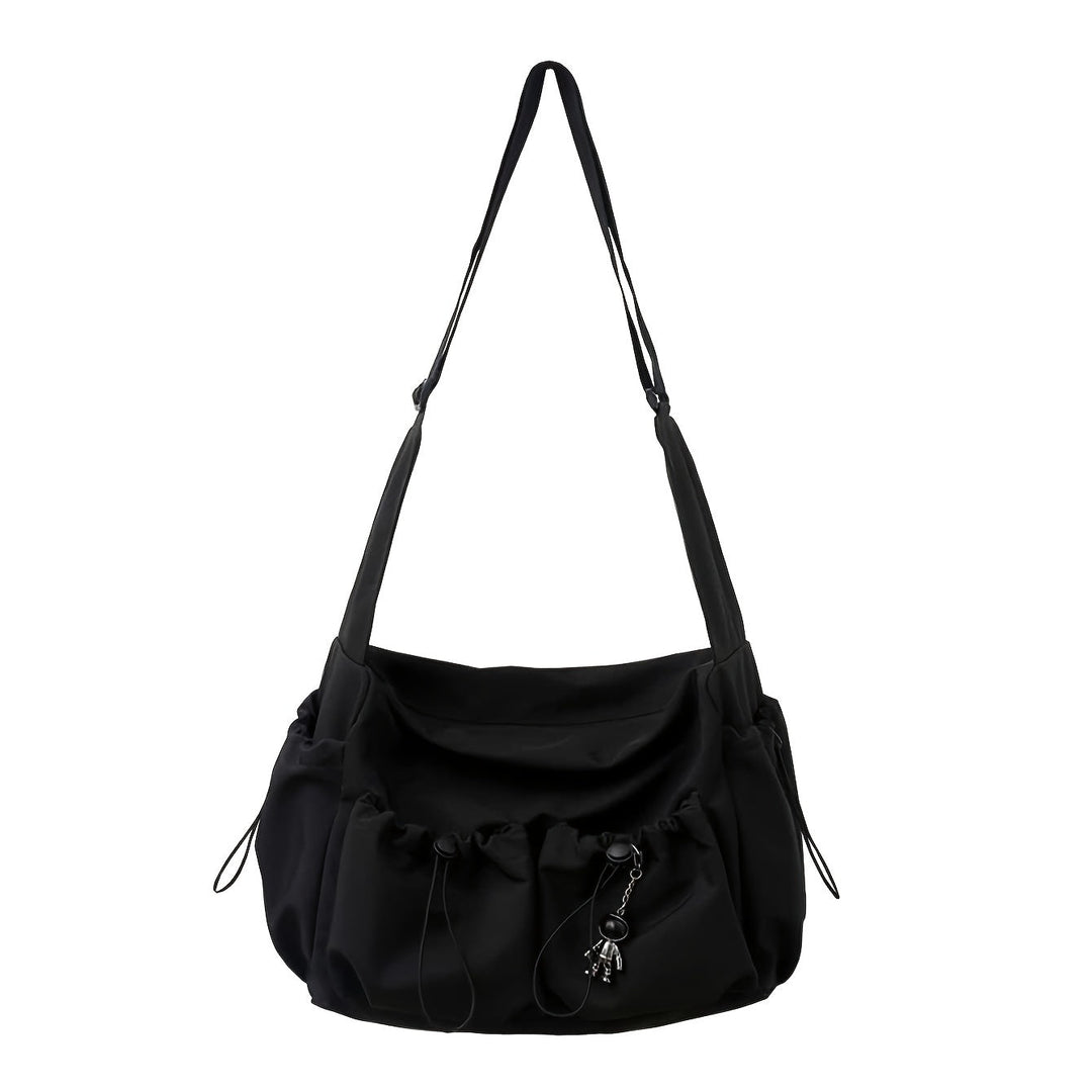 UrbanLiner Nylon Messenger Bag – Black Shoulder Bag with Zipper for Daily Use | Bowlift