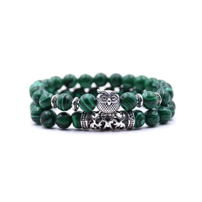BowLift | Owl Charm Natural Stone Bracelet
