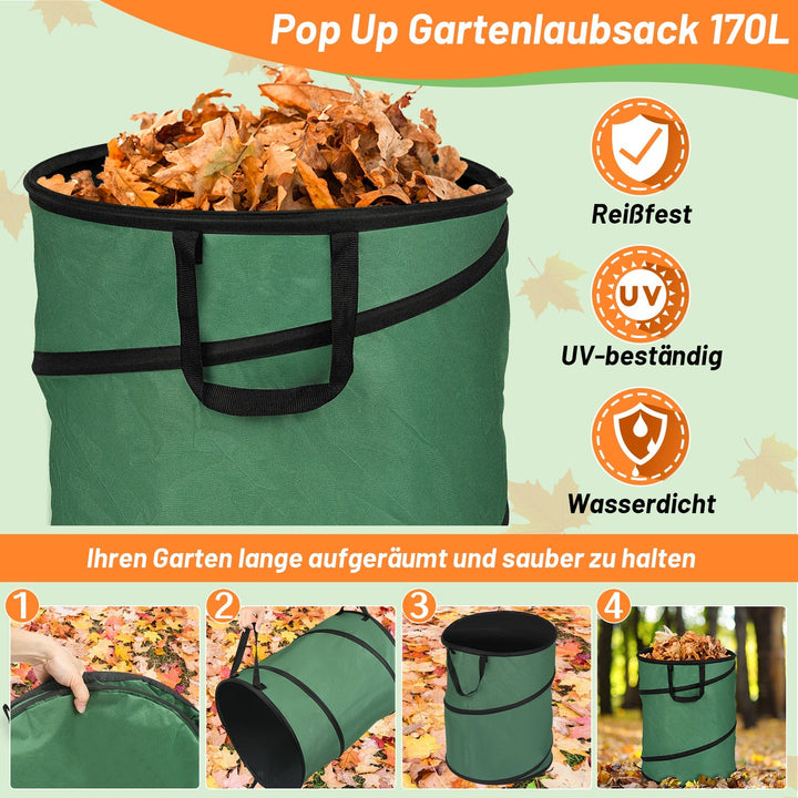 Gartensack Pop Up Garden Waste Bag 170L with Handles | Bowlift
