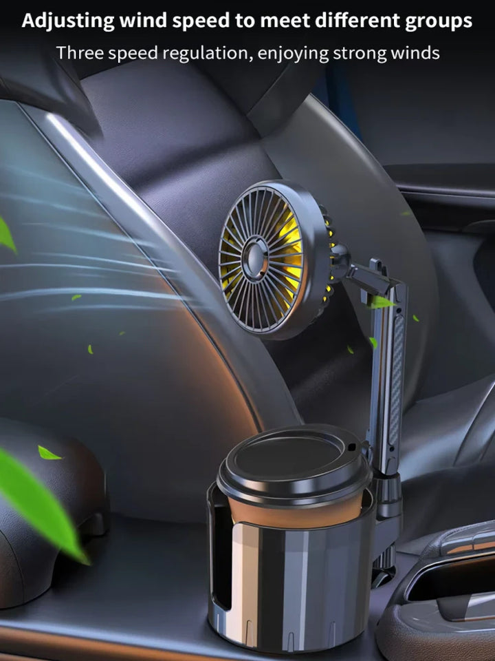 2-in-1 Car Cup Holder Fan with Adjustable Cooling and USB Charging | Bowlift