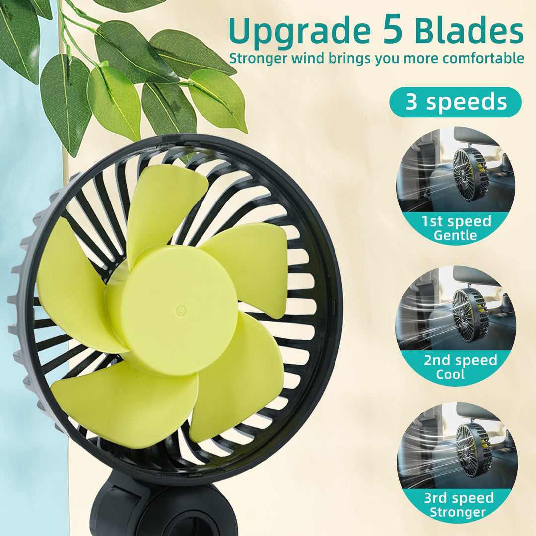 Portable Car Fan Cooler with USB and 3 Wind Settings | Bowlift