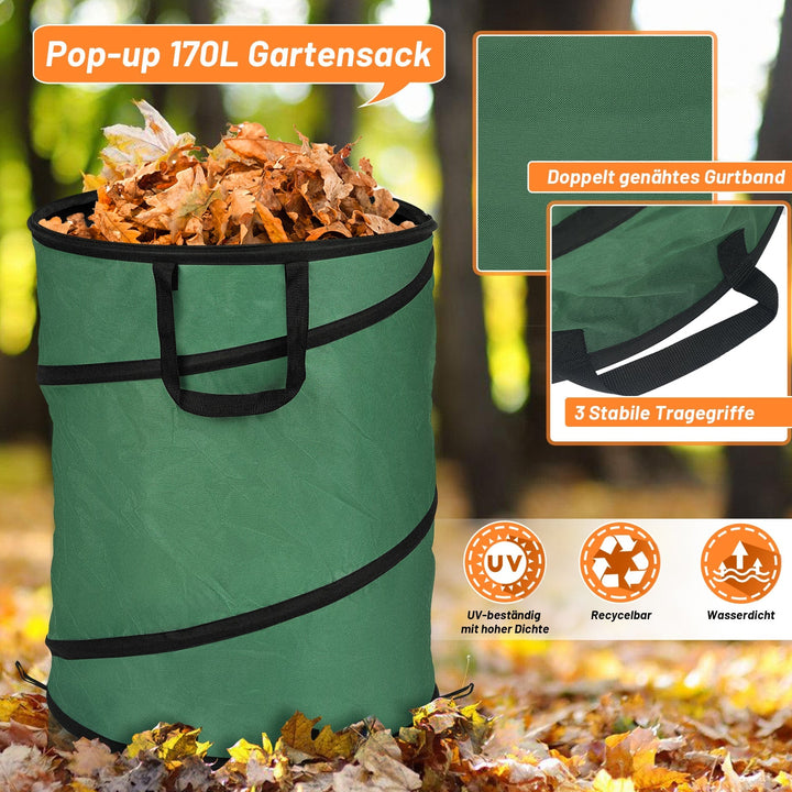 Gartensack Pop Up Garden Waste Bag 170L with Handles | Bowlift