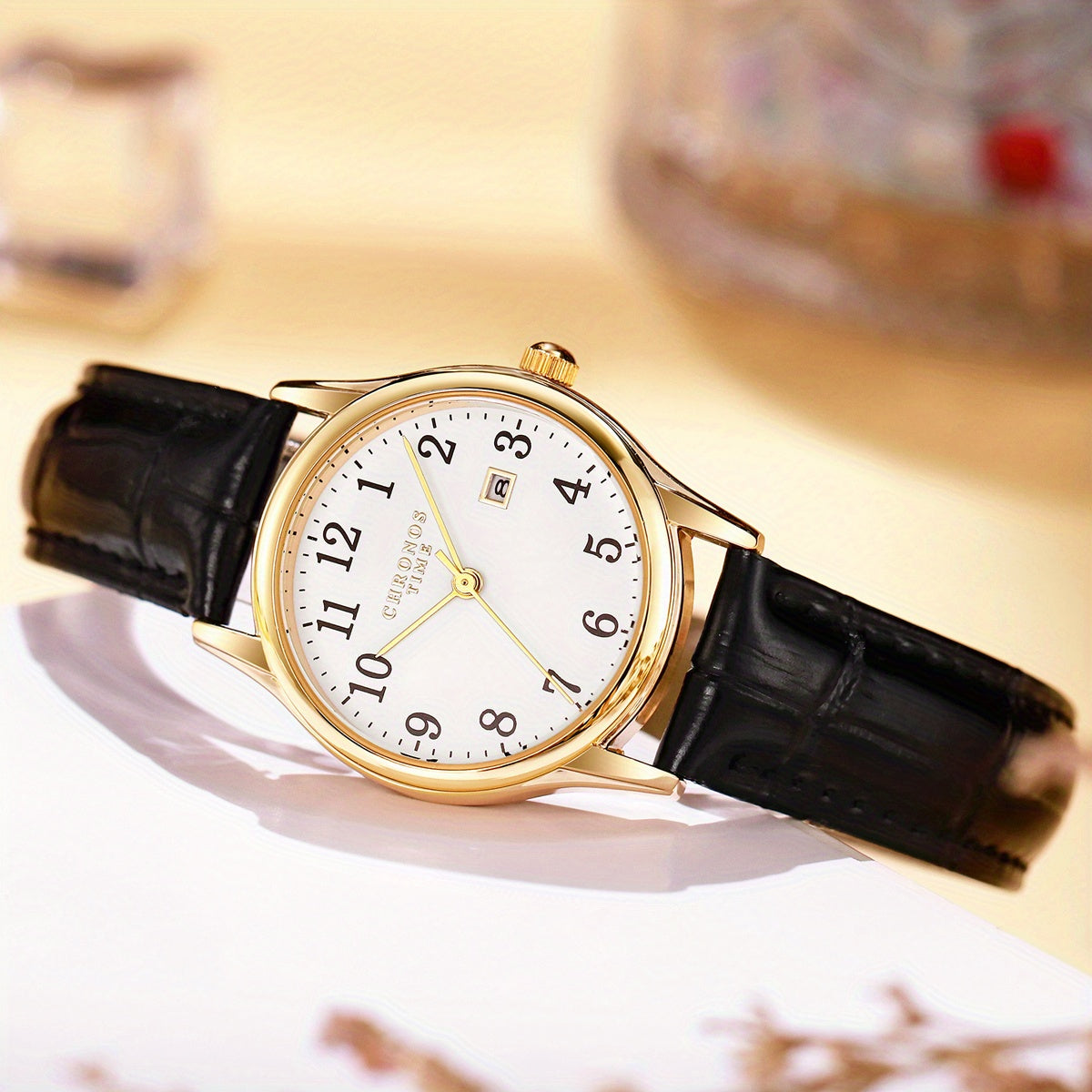 BowLift | Elegant Women’s Watch – Quartz Wristwatch with Faux Leather Strap | Perfect Gift for Her