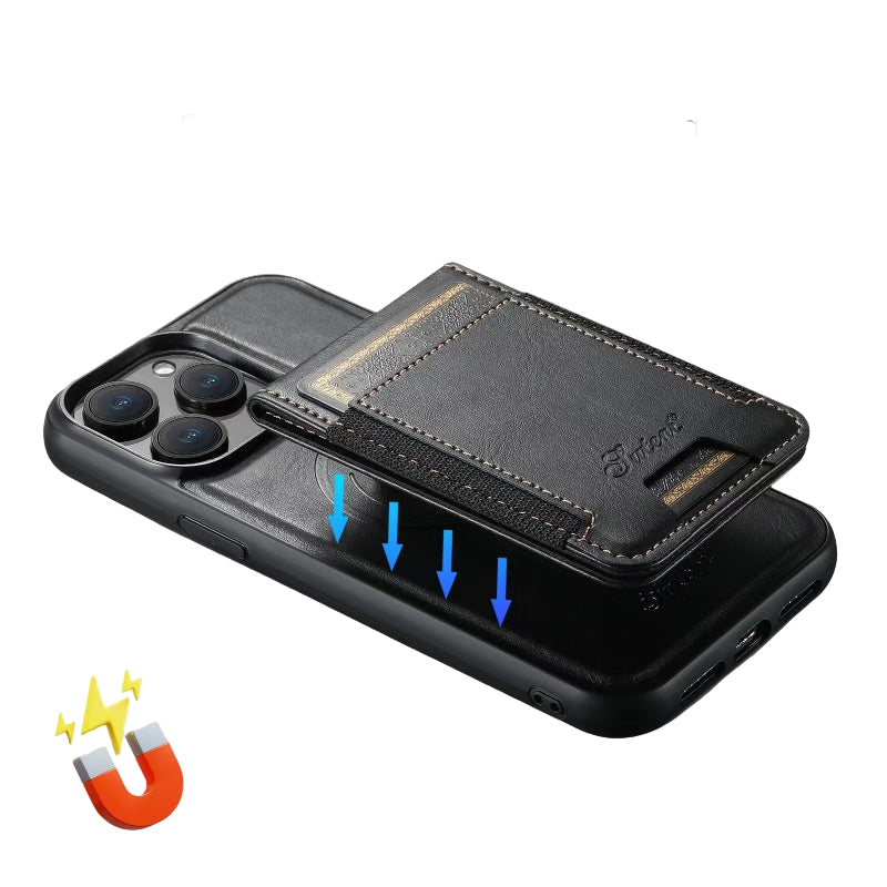 BowLift | LuxCase Leather Phone Case with Card Slot and Stand – Suitable for iPhone
