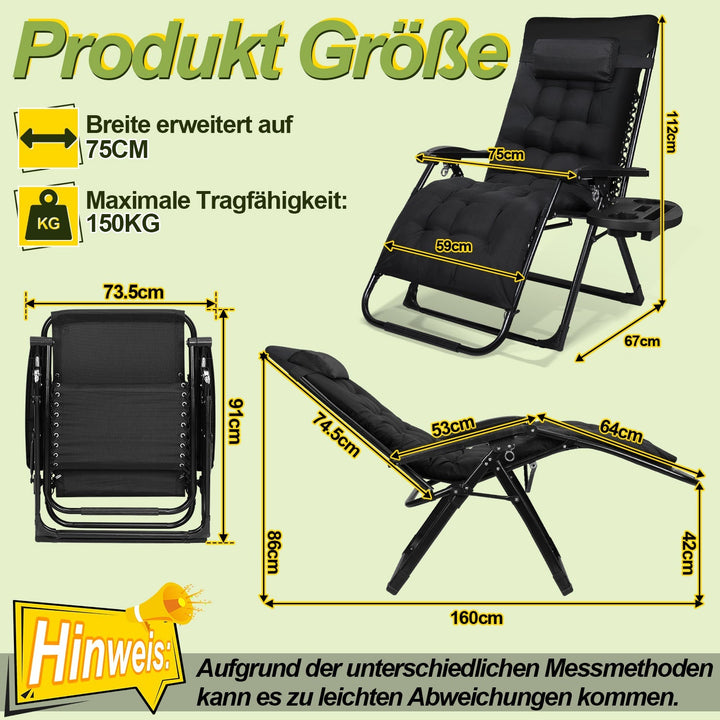 Sun Lounger Folding Deck Chair up to 200kg | Bowlift