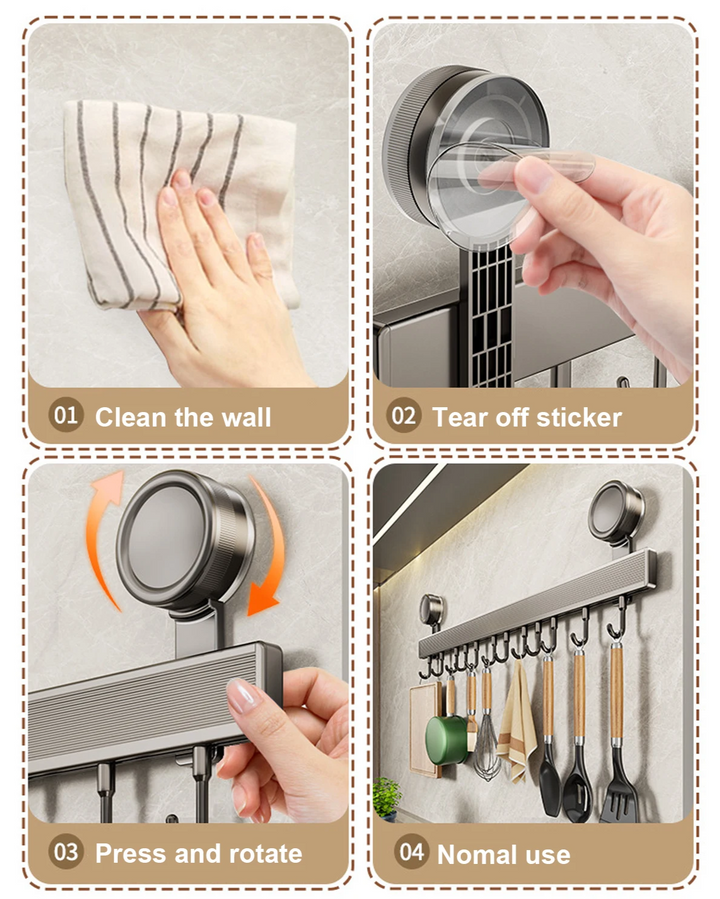ChefSpace Kitchen Wall Hook Rail Bowlift