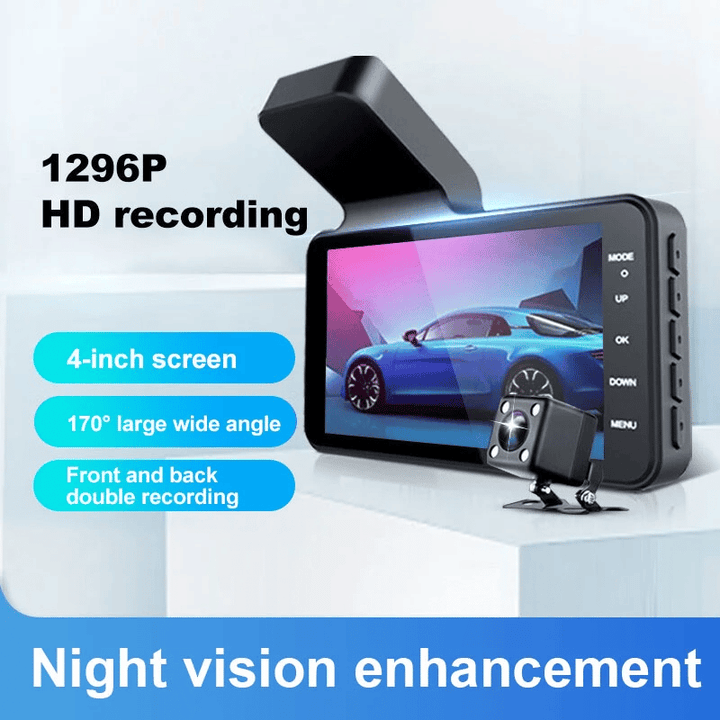 BowLift |  Dashcam with two lenses, 1080P HD and night vision - 170° wide angle