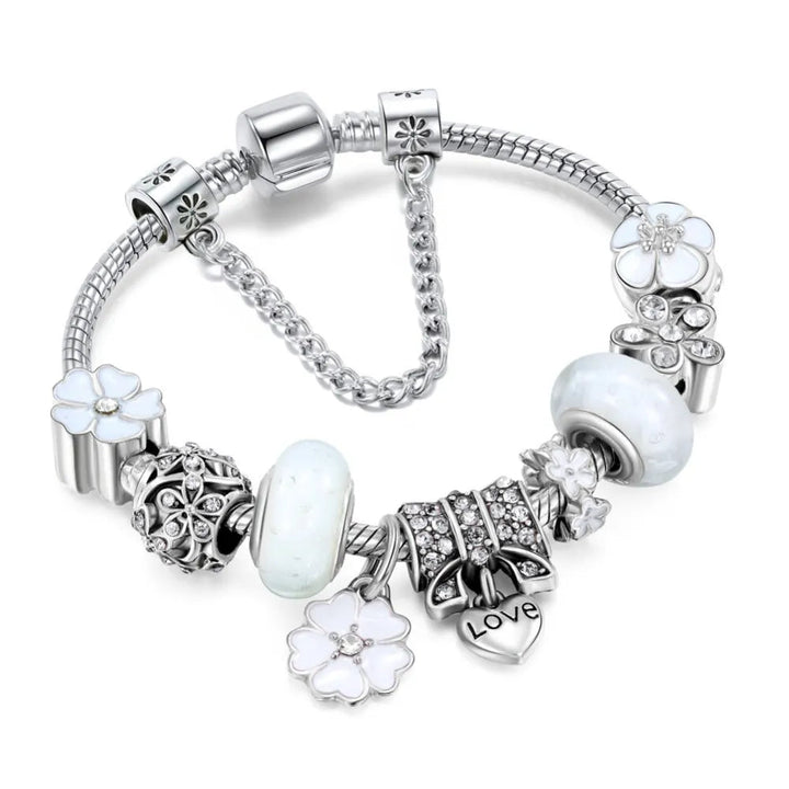 CharmBracelet 925 - Elegant Silver Bracelet with Floral Bowlift