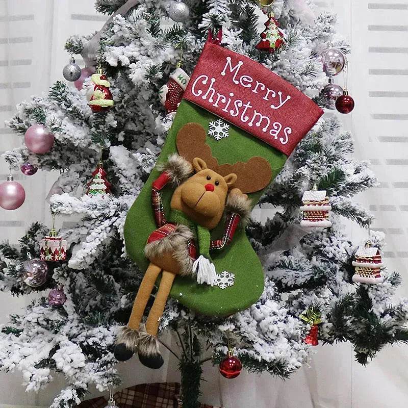 BowLift | 2025 New Year Xmas Big Stockings Set Decorations Christmas 3D Plush Big Sock Christmas Tree Pendant Decorating Supplies
