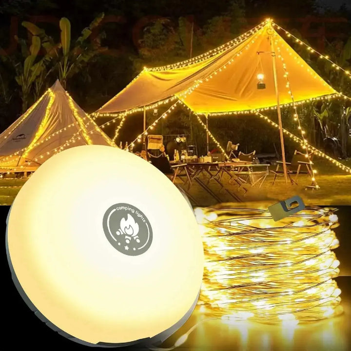 Camping lamp with 10m RGB light chain — Your magical light source for unforgettable outdoor experiences | Bowlift
