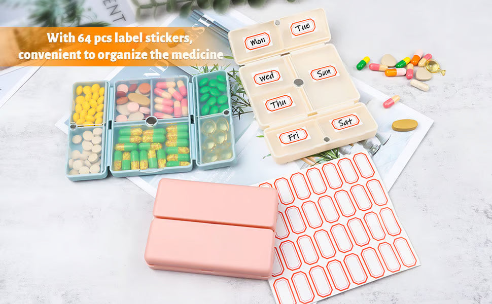 BowLift | Daily Pill Organizer – Portable 7-Compartment Box with Secure Magnetic Closure (3 Pieces)