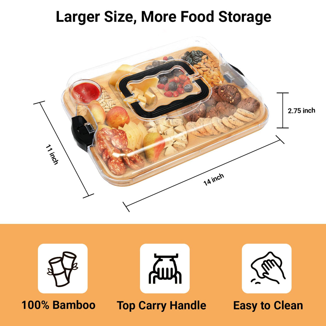 Bamboo serving tray with 6 compartments | Bowlift