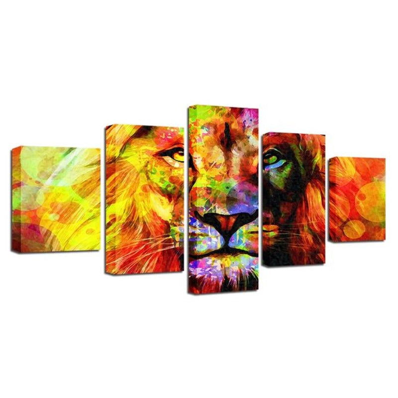 5 Pieces Colorful Lion - Canvas Wall Art Painting | Bowlift