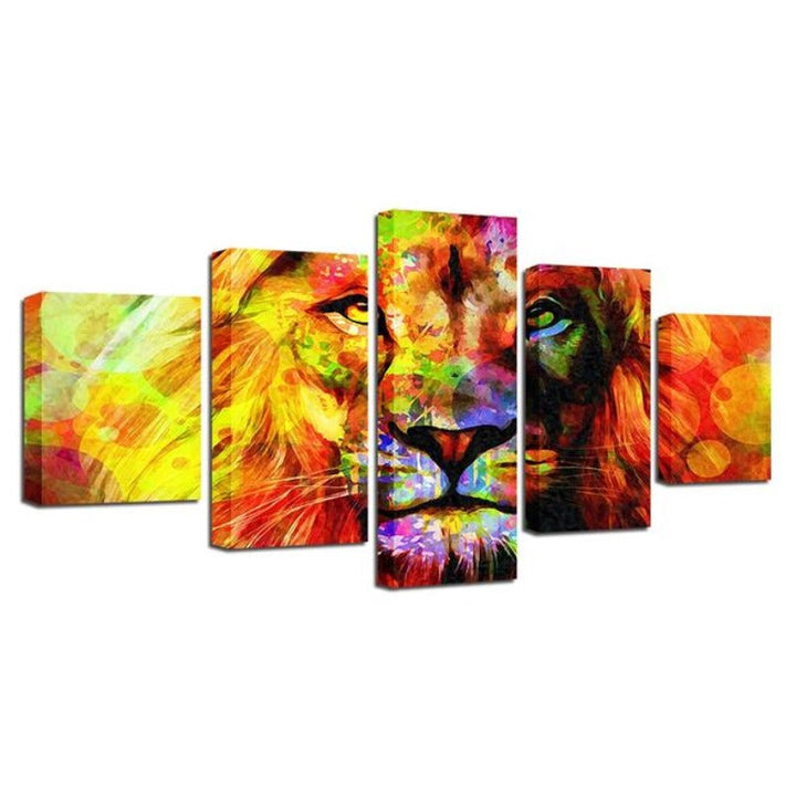 5 Pieces Colorful Lion - Canvas Wall Art Painting | Bowlift