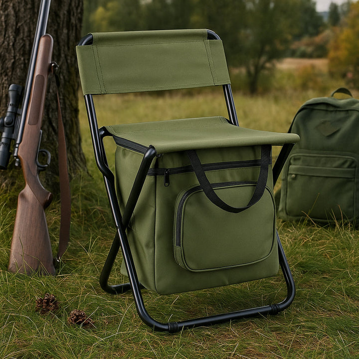 ChillPack Outdoor Chair – Folding Camping Chair with Backrest and Integrated Cooler Bag | Bowlift