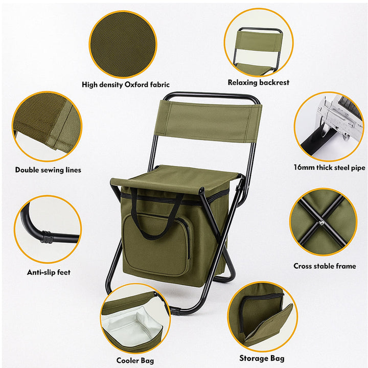 ChillPack Outdoor Chair – Folding Camping Chair with Backrest and Integrated Cooler Bag | Bowlift