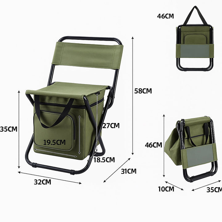ChillPack Outdoor Chair – Folding Camping Chair with Backrest and Integrated Cooler Bag | Bowlift