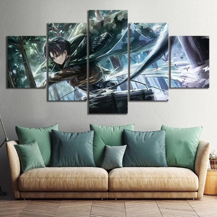 5 Panel "Levi-Ackerman Attack On Titan Anime"- Print Painting Wall Art Poster | Bowlift