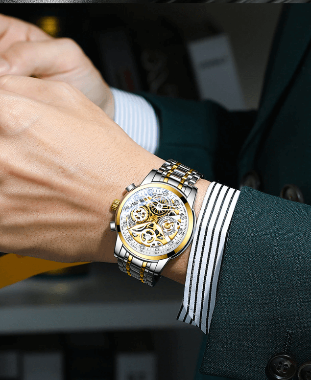 SkeletonWatch - Stijlvol Herenhorloge met Zwart Design Bowlift