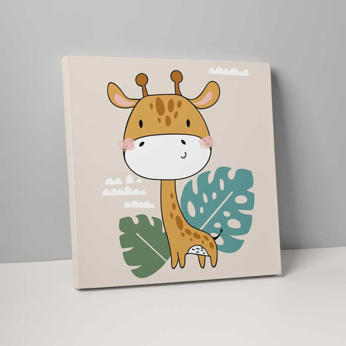 Boho Safari Jungle Giraffe Beige and Yellow on Canvas | Bowlift