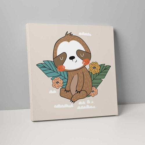 Boho Safari Jungle Sloth Beige and Yellow on Canvas | Bowlift